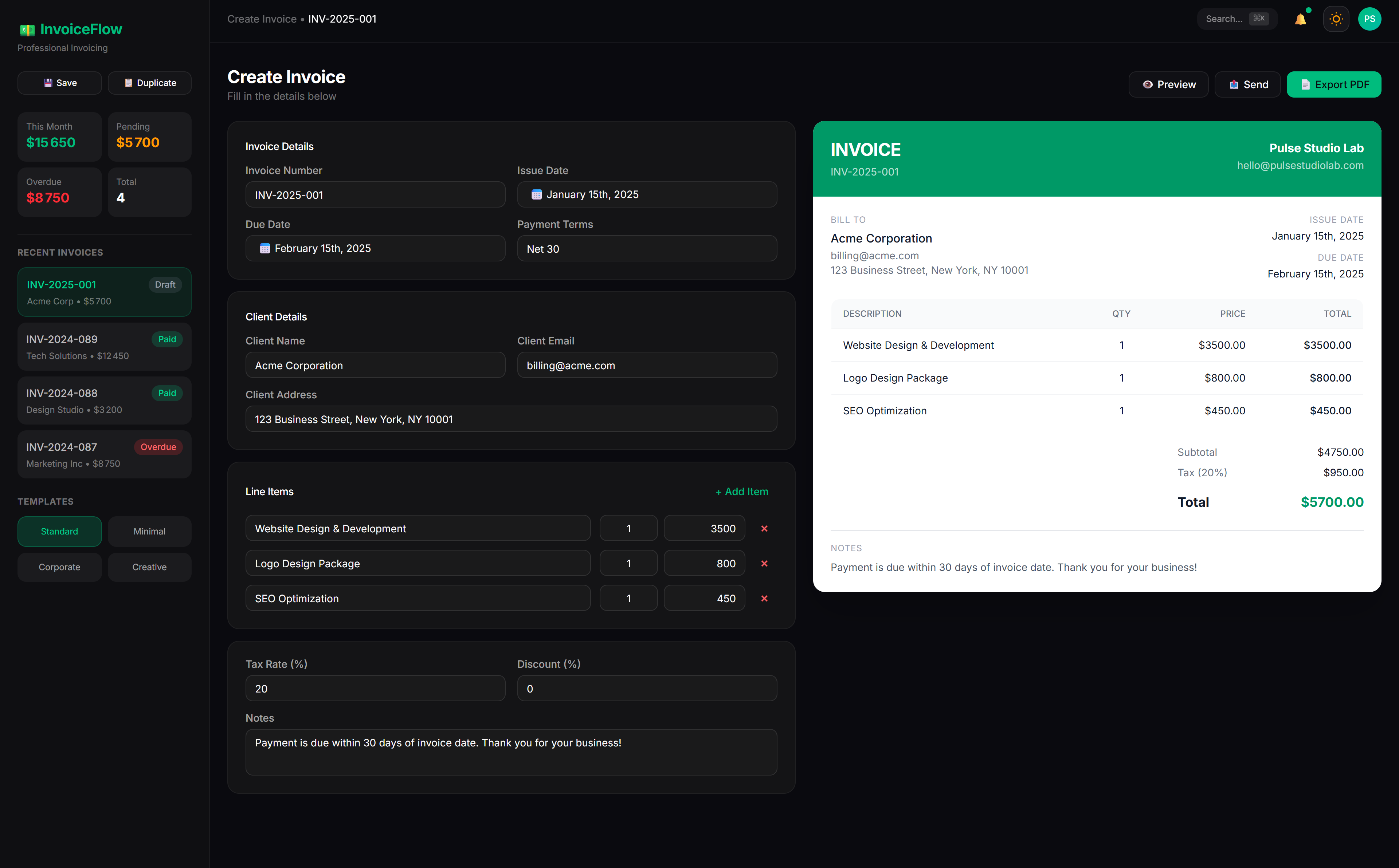 Invoice Builder screenshot
